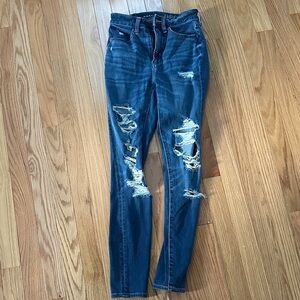 American Eagle Outfitters Ripped Blue Skinny Jeans